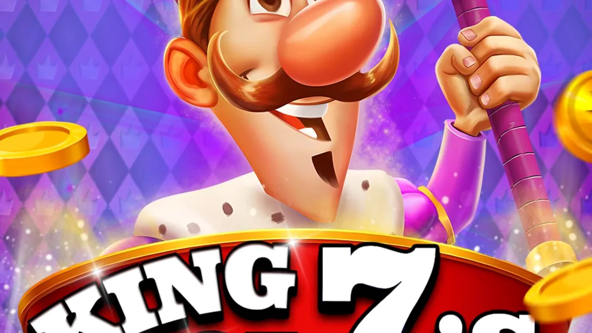 Tampilan antarmuka seluler slot King of 7's dengan simbol mahkota dan Lucky 7 yang cerah